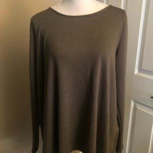 G by Giuliana Women's Top Sz L Long-Sleeve Pleat Back Green large